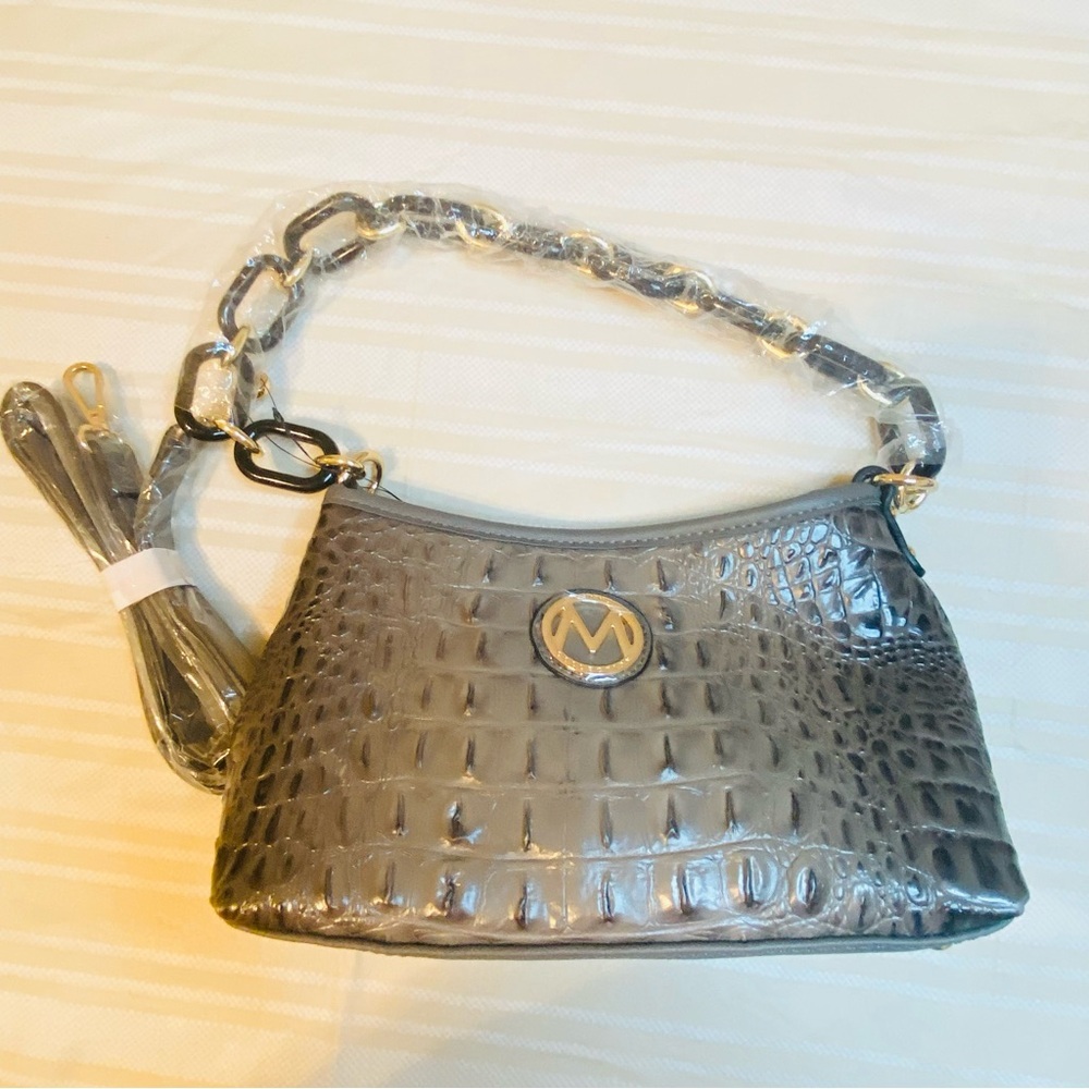 MKF Collection Chic Metallic Shoulder Bag with Chain Strap - NWT
